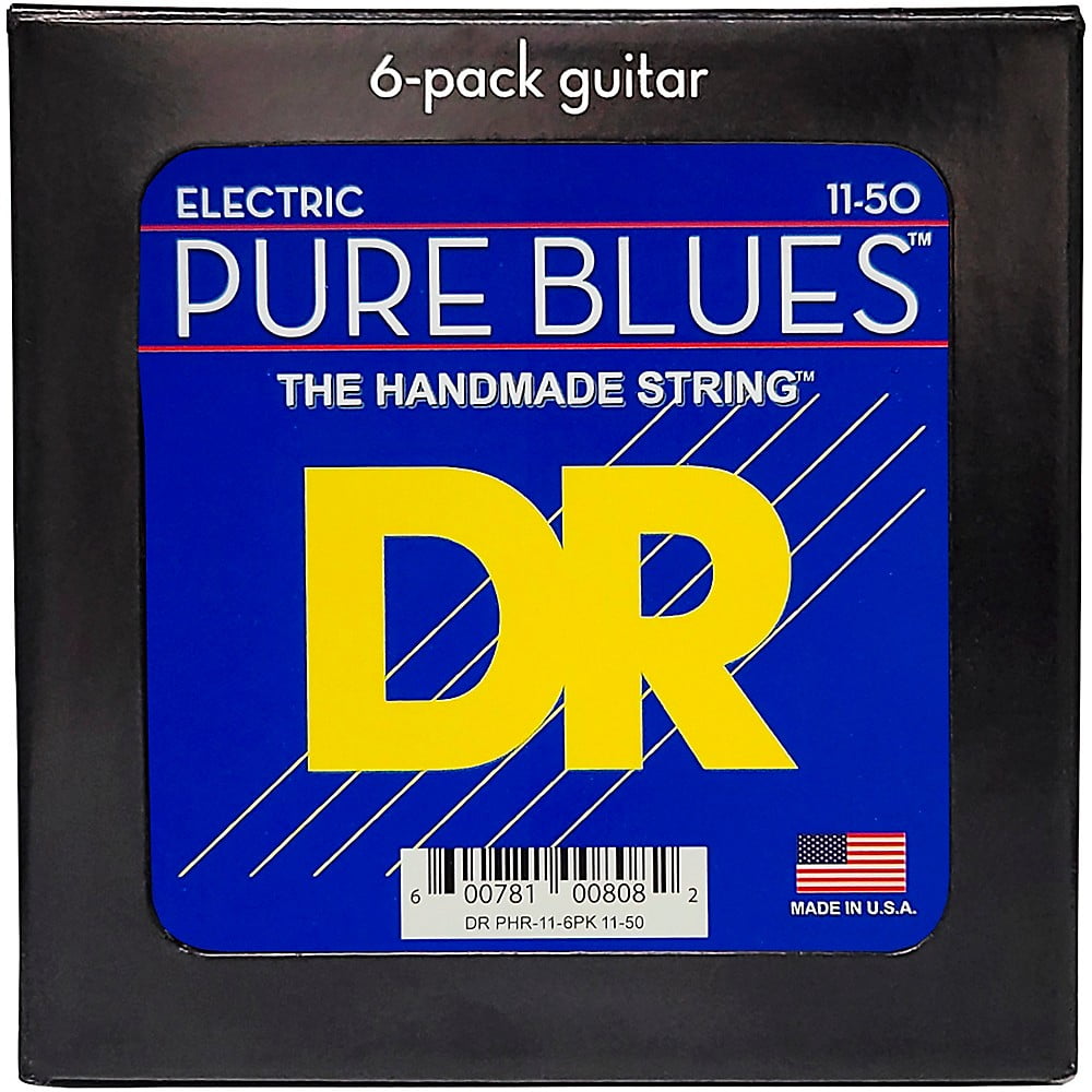 DR Strings Pure Blues Pure Nickel Electric Guitar Strings 6-Pack Heavy (11 - 50)