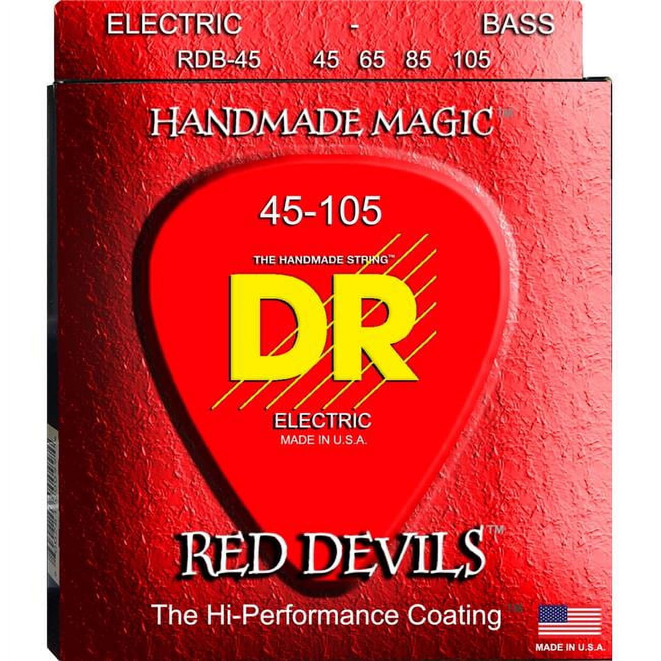 DR Strings Red Devils - Red Colored Bass Strings: 5-String Medium 45-125