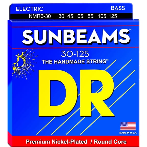 DR Strings Sunbeam - Nickel Plated Round Core 6 String Bass 30-125