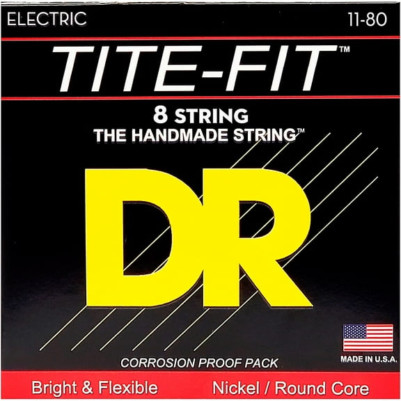 DR Strings Tite-Fit Nickel Plated Extra Heavy 8-String Electric Guitar Strings (11-80)