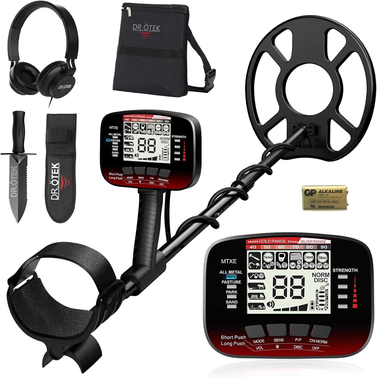 Metal Detector Professionale DR.ÖTEK - Bobina Impermeabile IP68, 5 Modalità, Con Pala - Foto 7