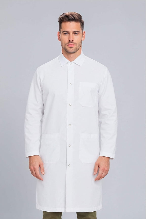DR Unifroms® White Lab Coat, Unisex Fit, Snap Front, Knee-Length for Professionals
