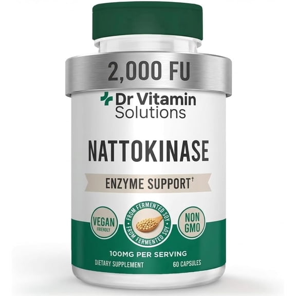 DR Vitamin Solutions Nattokinase 2,000 FU Dietary Supplements for Heart Health and Circulation, 60 Capsules