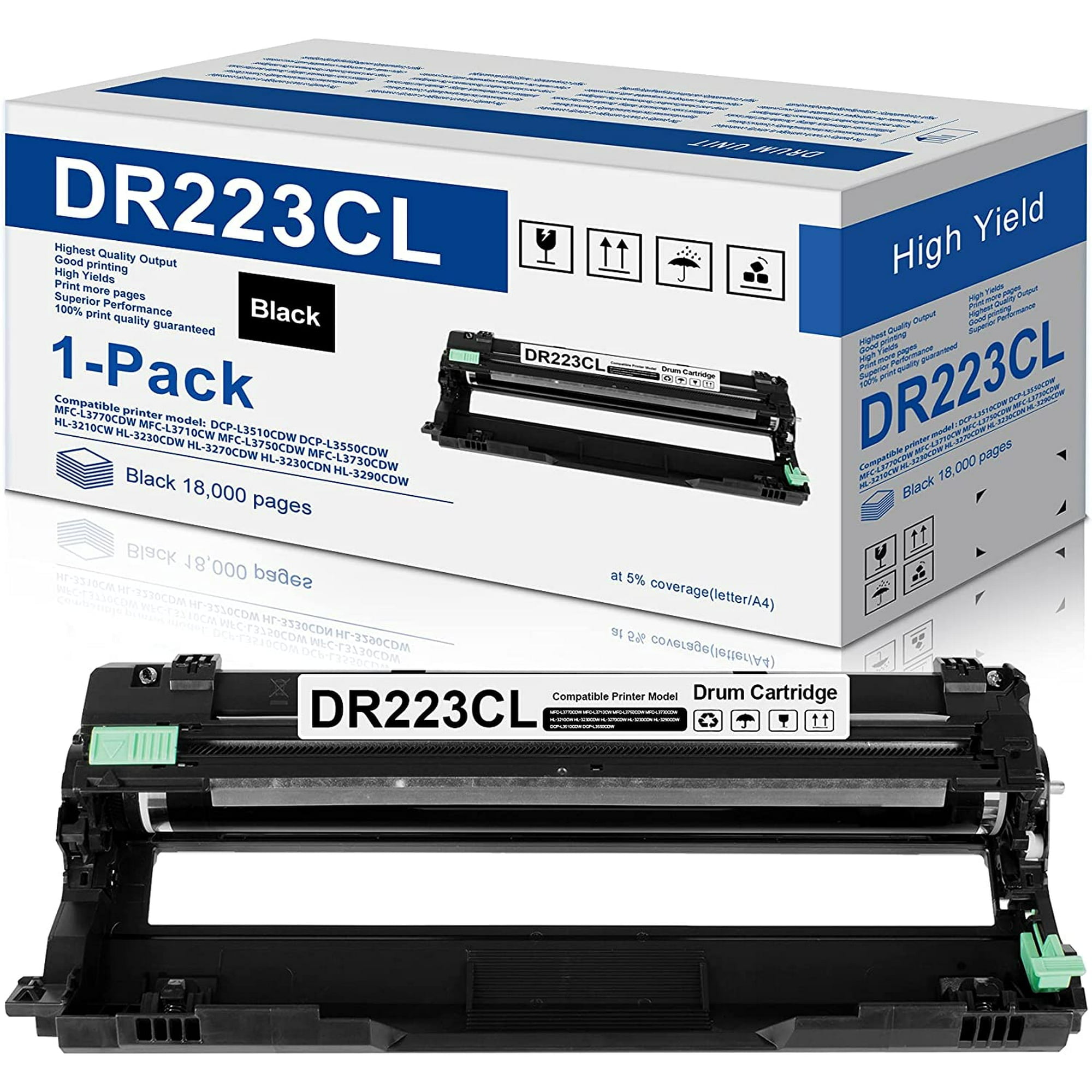 DR223CL 1 Black Drum Unit Replacement for Brother MFC-l3770CDW MFC-l3750CDW  MFC-l3710CW Printer 