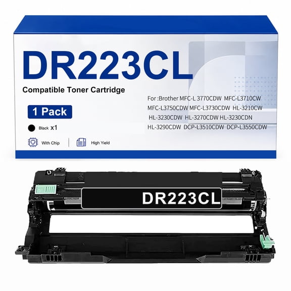 DR223CL Black Drum Unit Compatible with Brother MFC-L3770CDW L3710CW L3750CDW HL-3290CDW L3270CDW L3210CW L3230CDW L3230CDN DCP-L3510CDW Printer(1 Pack)