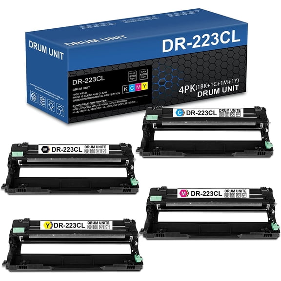 DR223CL DR-223CL Compatible DR223 DR-223 High Yield Drum Unit Replacement for Brother HL-3230CDW MFC-L3750CDW HL-3210CW DCP-L3510CDW DCP-L3550CDW HL-3290CDW Printer (4-Pack, 1BK+1C+1M+1Y)
