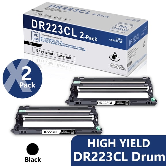 DR223CL DR-223CL Drum Black 2 Pack Replacement for Brother DCP-L3510CDW L3550CDW Printer.
