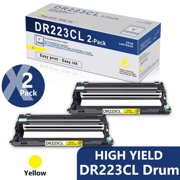 DR223CL DR-223CL Drum Yellow 2 Pack Replacement for Brother DCP-L3510CDW L3550CDW Printer.