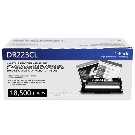 DR223CL Drum Unit 1 Pack Black Compatible for Brother DR223 CL DR-223CL Drum for HL-L3210CW HL-L3230CDW HL-L3270CDW MFC-L3710CW MFC-L3770CDW Printer