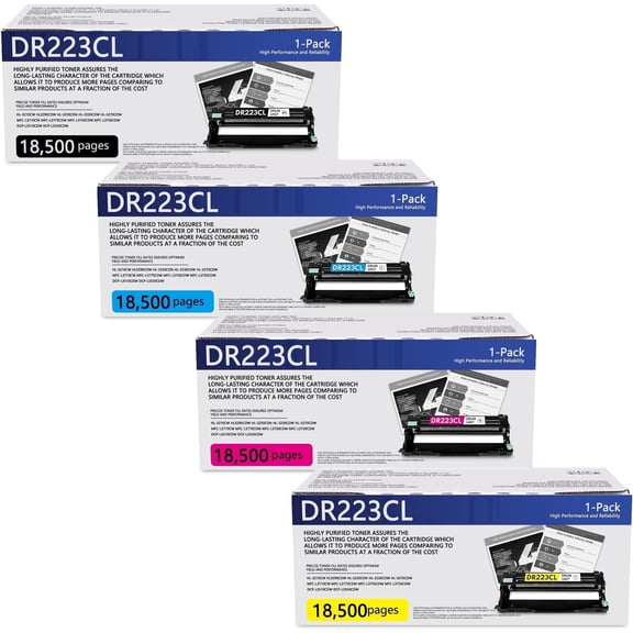DR223CL Drum Unit 4 Pack Compatible for Brother DR223 CL DR 223CL Drum for HL-L3210CW MFC-L3710CW DCP-L3550CDW Printer Black Cyan Magenta Yellow
