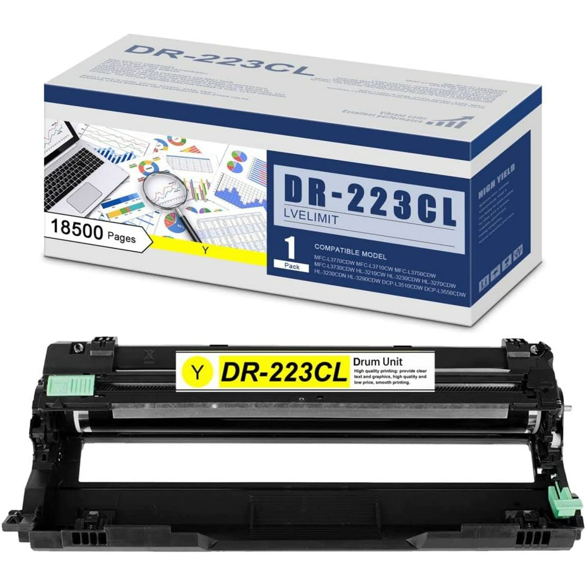 Lot De 4 Tambours De Rechange Brother DR223CL - Noir, Cyan, Magenta, Jaune - Pour Imprimantes MFC-L3770CDW, HL-L3270CDW, Etc.