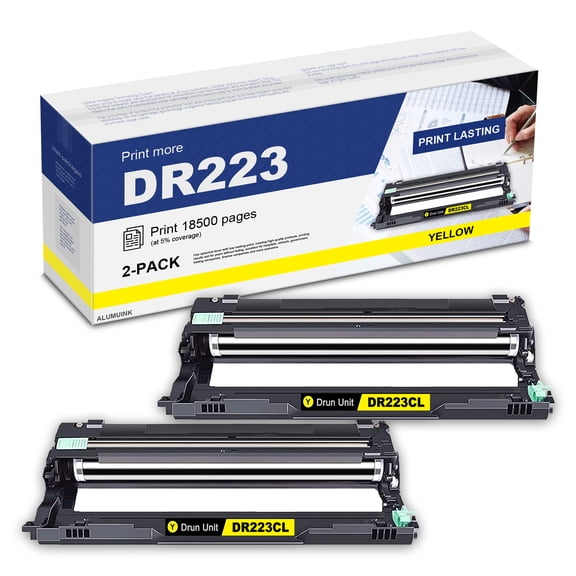 DR223CL Drum Yellow 2 Pack High Yield 185,00 Replacement for Brother HL-3210CW 3230CDW Printer.