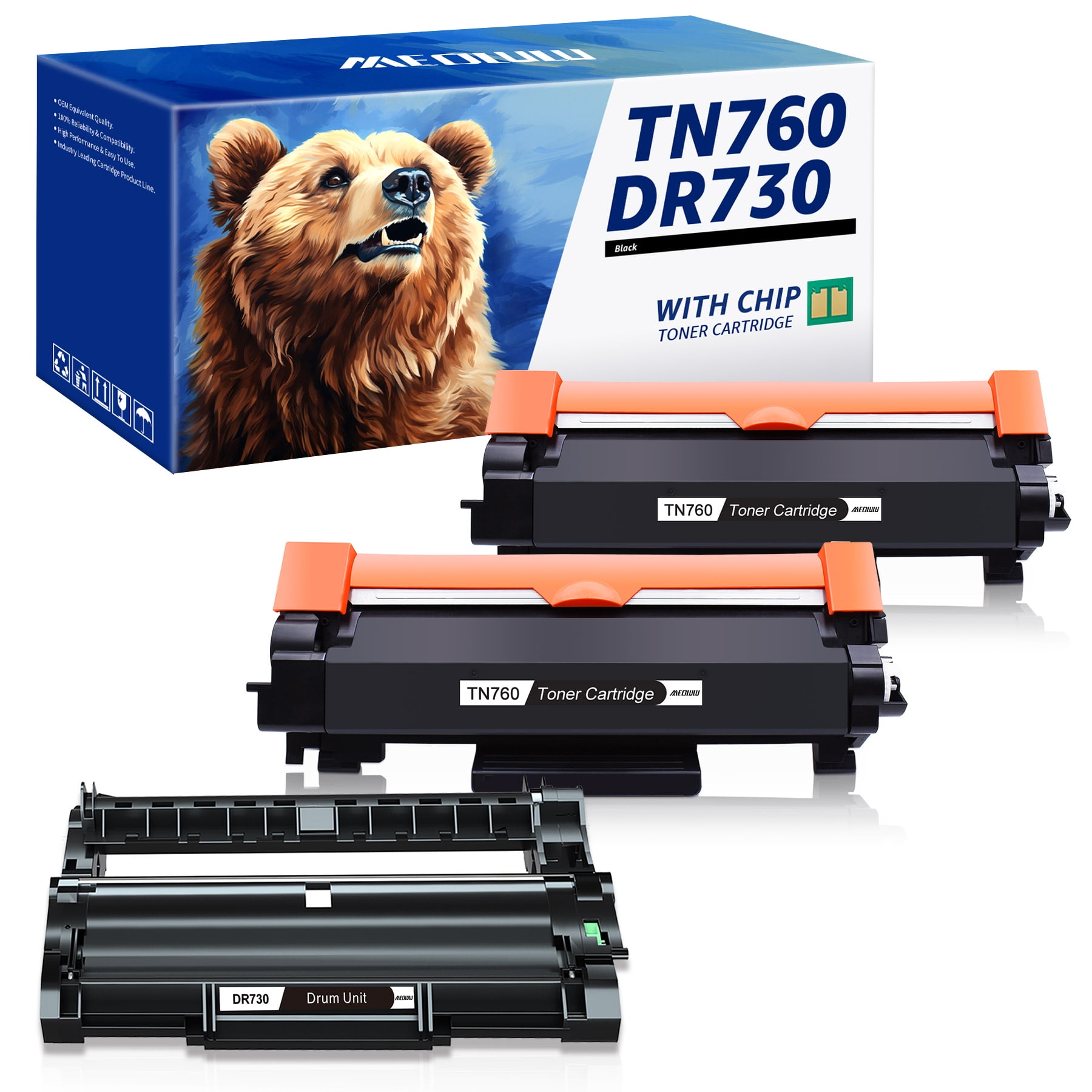 DR730 Compatible TN760 Toner Cartridge and DR730 Drum replacement for