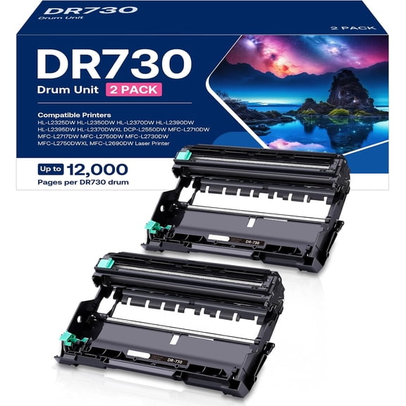 DR730 Drum Unit Replacement for Brother DR730 DR-730 DR 730 Compatible with HL-L2395DW HL-L2370DW HL-L2350DW HL-L2390DW MFC-L2710DW MFC-L2750DW DCP-L2550DW Printer(2 Drum, NOT Toner)