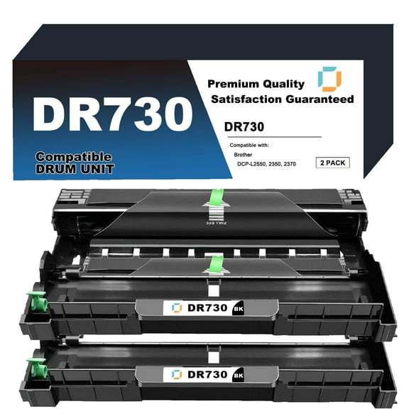 DR730 Drum Unit Replacement Compatible for Brother DR730 2 Pack to use with DCP-L2550DW, HL-L2350DW, HL-L2370DW, HL-L2390DW, HL-L2395DW, MFC-L2710DW, MFC-L2750DW Printer