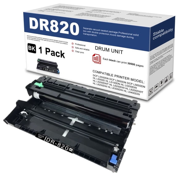 DR820 Compatible Drum Unit Replacement for Brother DCP-L5500DN HL-L5000D Printer (Black, 1 Pack)