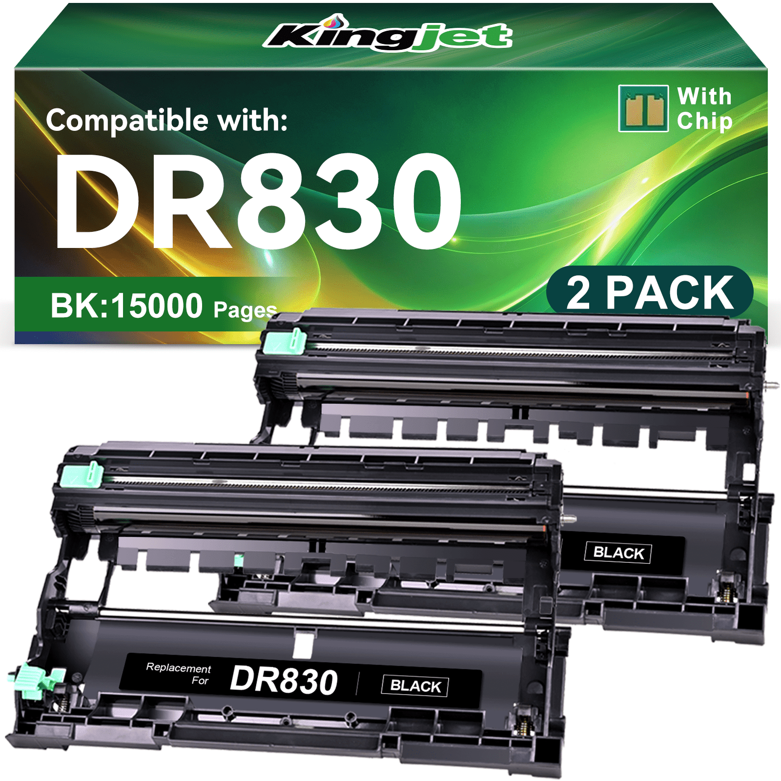 DR830 Drum Replacement for Brother DR830 Drum Unit Black for Brother TN830 for DCP-L2640DW HL-L2460DW MFC-L2820DW Printer (2-Pack)