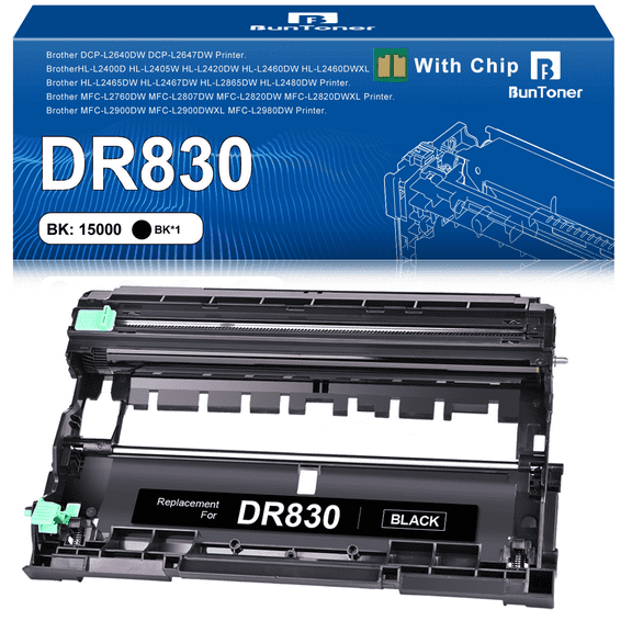 DR830 Drum (Not Toner) Replacement for Brother DR-830 DR830 Drum Unit for DCP-L2640DW MFC-L2820DW HL-L2400D, Black