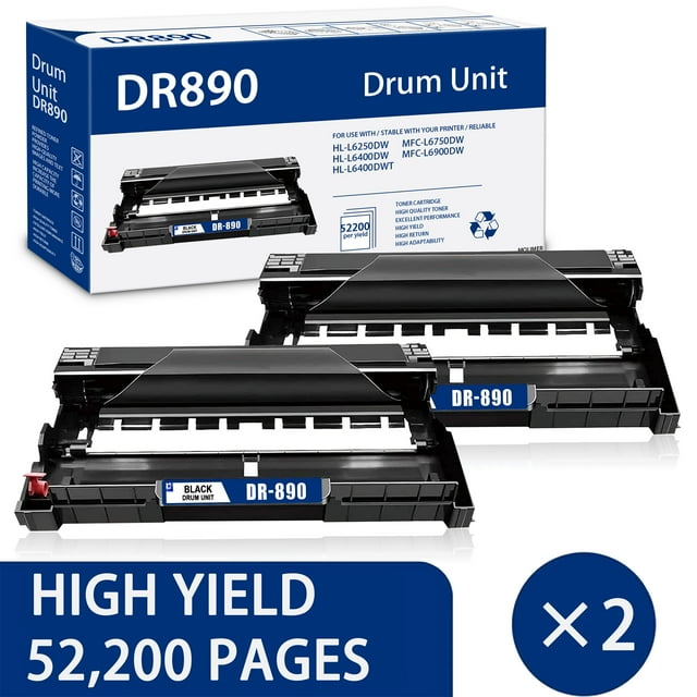 DR890 Black Drum Unit Compatible for Brother DR 890 (2 Pack ) for HL ...