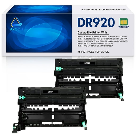 DR920 Black Drum Unit with Chip Compatible for Brother DR-920 HL-L5210DN HL-L5210DW HL-L5210DWT HL-L5215DW HL-L6210DW HL-L6210DWT HL-L6310DW Printers (2-Pack)