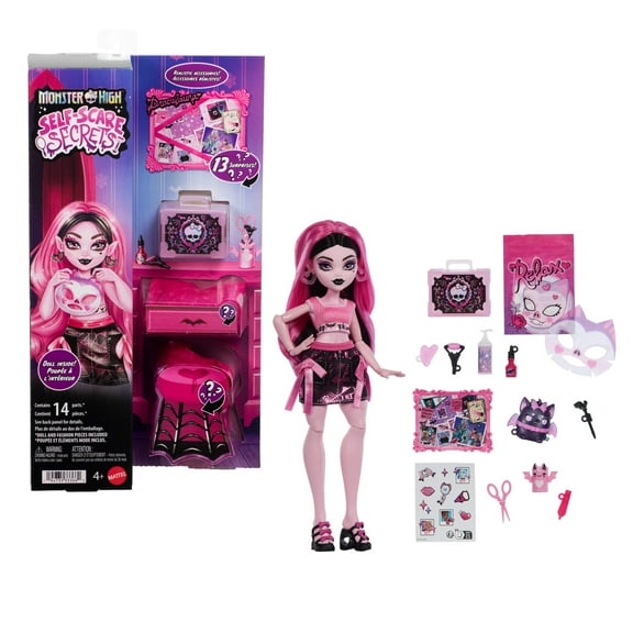 Monster High Self-Scare Secrets Draculaura Fashion Doll with 13 Realistic Accessories