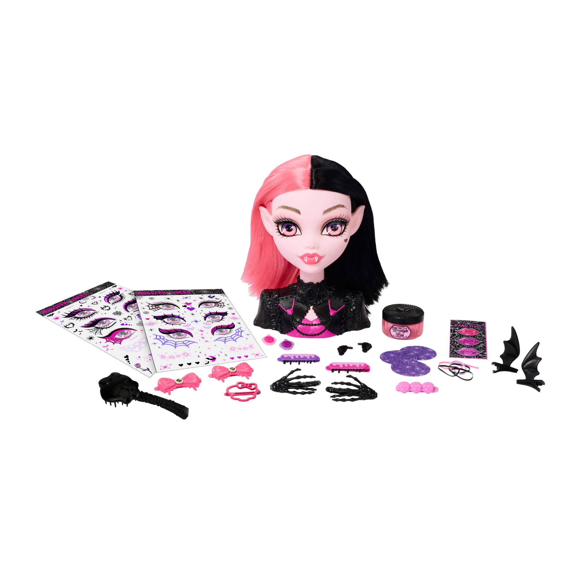 Monster High Draculaura Styling Head with Color Change and 25+ Accessories for Hair and Makeup
