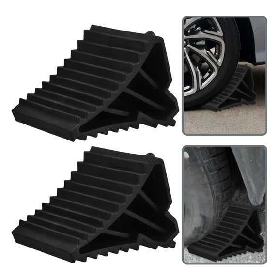 DRAFIDEEP Black Rubber Wheel Chocks 1 Pair for RV, Trailer, Vehicle Stability and Secure Parking