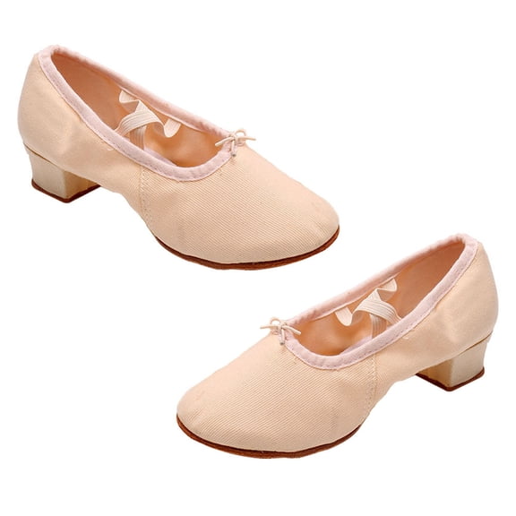 DRAFIDEEP 1 Pair Comfortable Wear Ballet Shoes for Yoga and Folk Dance Low Heel Khaki Canvas