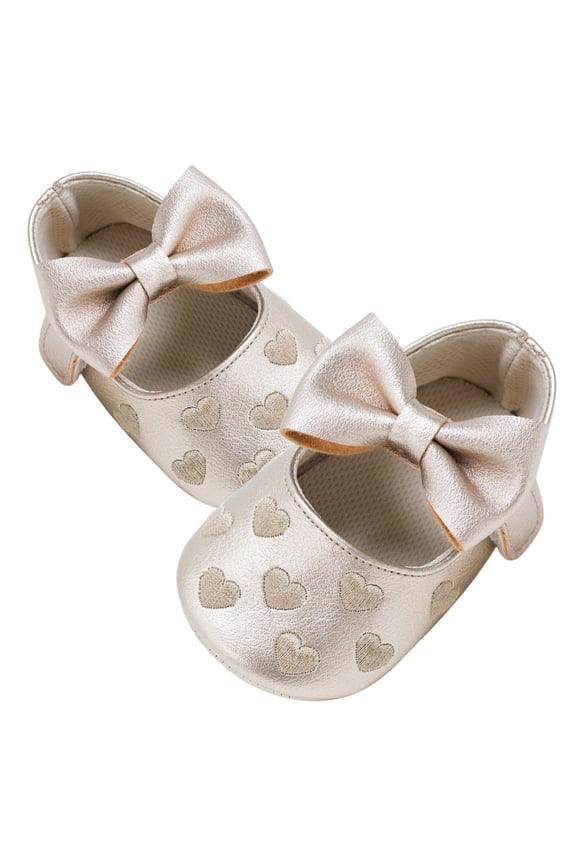 1 Pair Infant Girl Shoes Heart Pattern Soft Microfiber Comfortable For Babies Indoor Use