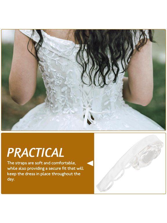 Wedding Dress Loops, Adjustable, White Cloth, Accentuates Back Contours, Easy Install