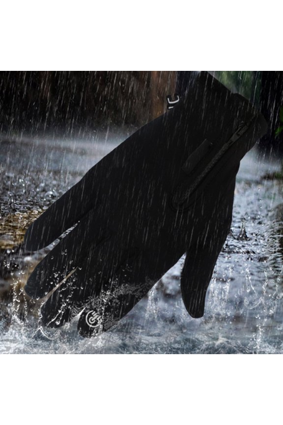 1 Pair of Wind Proof Gloves Mens Black Breathable Material Waterproof for Hiking