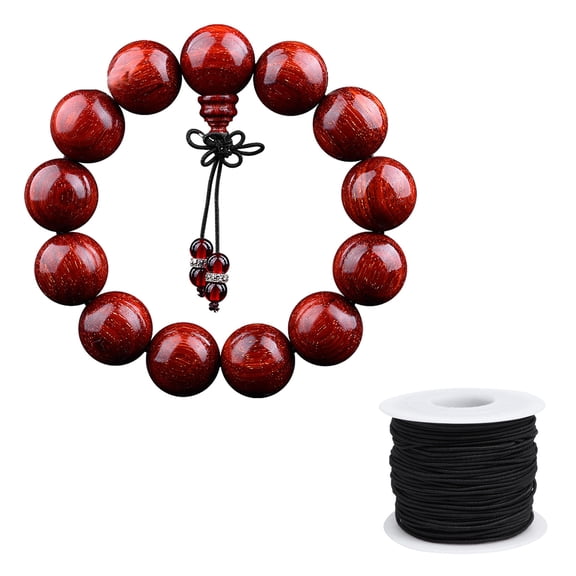 DRAFIDEEP 1 Roll Elastic String for Diy Handmade Black Round Rubber Polyester 5000x0.12 Cm Beads Cord