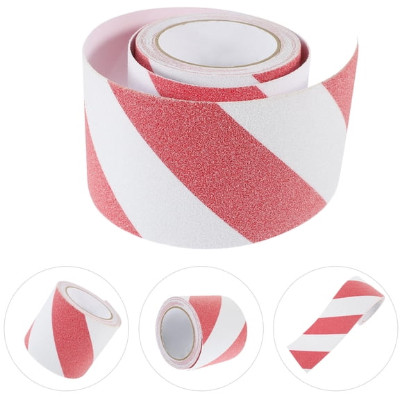 DRAFIDEEP 1 Roll Red and White Striped Non-Slip Strip for Stair Safety Anti-Slip Reflective Tape 197x3.9x0.04in