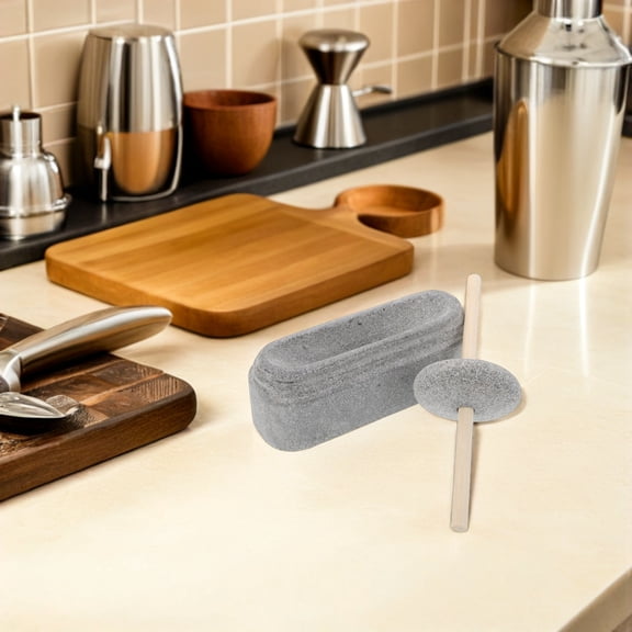 OUNONA Handmade Natural Stone Mortar and Pestle Set for Kitchen Use, Spice and Crusher Tool