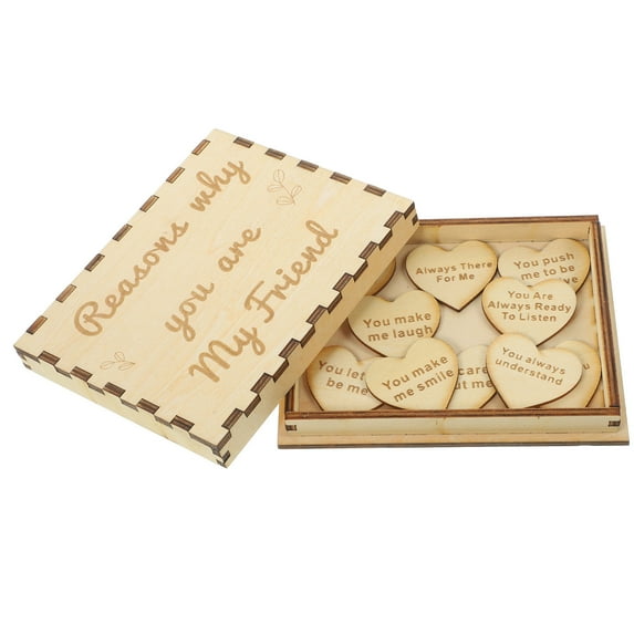 DRAFIDEEP 10 Hearts in Wooden Box Best Friend Keepsake Storage for Parties and Festivals 1 Set