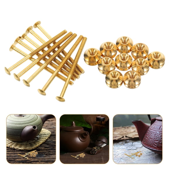 DRAFIDEEP 10 Sets Self Tapping Screws For Furniture And Instrument Repair Golden Brass Secure Fit For Home