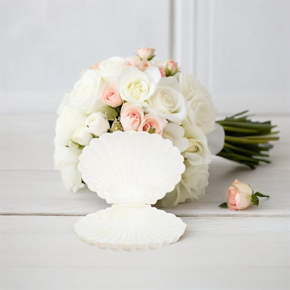 OUNONA 10Pcs Compact White Plastic Seashell Favor Boxes for Nautical Wedding Events