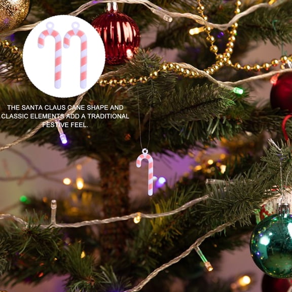 DRAFIDEEP 100Pcs Candy Canes Mini Red Plastic Hanging Decor for Christmas Tree Ornaments