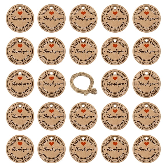 DRAFIDEEP 100Pcs Round Kraft Paper present Hangtag for Diy Labels and Decoration Coffee Color