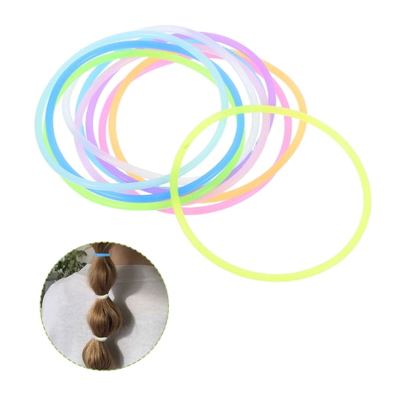 DRAFIDEEP 100Pcs Stretchable Silicone Hair Tie Bracelets with Strong Hold and Glow