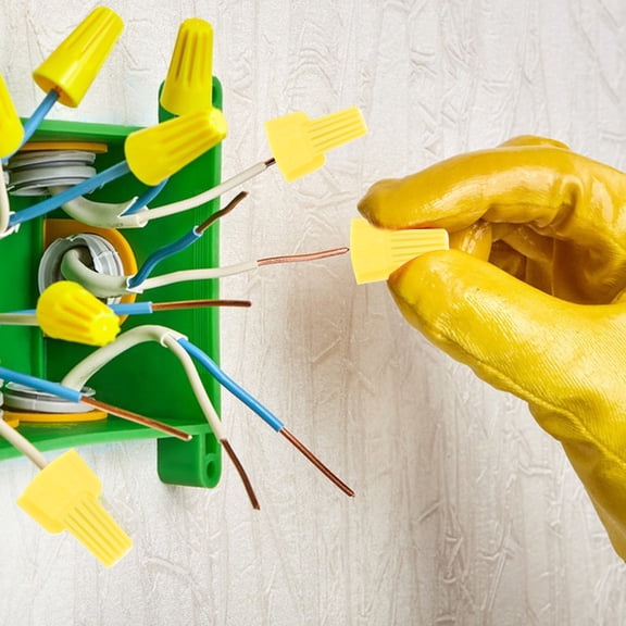 DRAFIDEEP 100Pcs Yellow Screw Terminal Wire Connectors Kit Durable Plastic for Efficient DIY Electrical Work