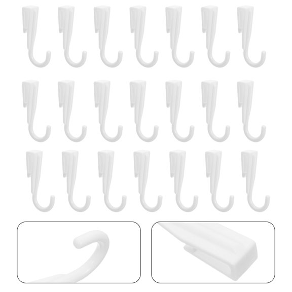 DRAFIDEEP 100pcs J Shaped Clip on Shelf Hooks for Storage Rack, White Plastic