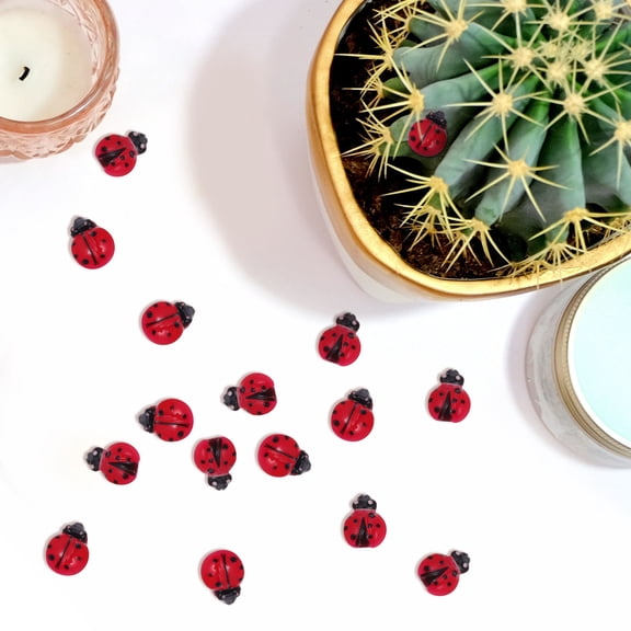 DRAFIDEEP 100pcs Mini Ladybug Figurines Plastic Garden Decor Cute Design for Indoor and Outdoor Display