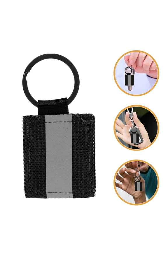 Set of 10 Black Reflective Keychain Tags for Backpacks, Nylon Hanging Decorations for Outdoor Safety