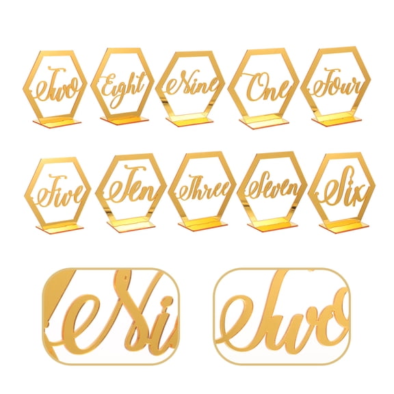 DRAFIDEEP 10Pcs Golden Acrylic Table Numbers Wedding Elegant Marking