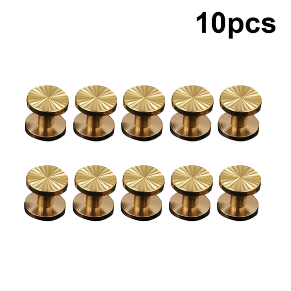 DRAFIDEEP 10-Pack Sunflower Belt Nail Rivets, Solid Brass, Golden Color Hardware