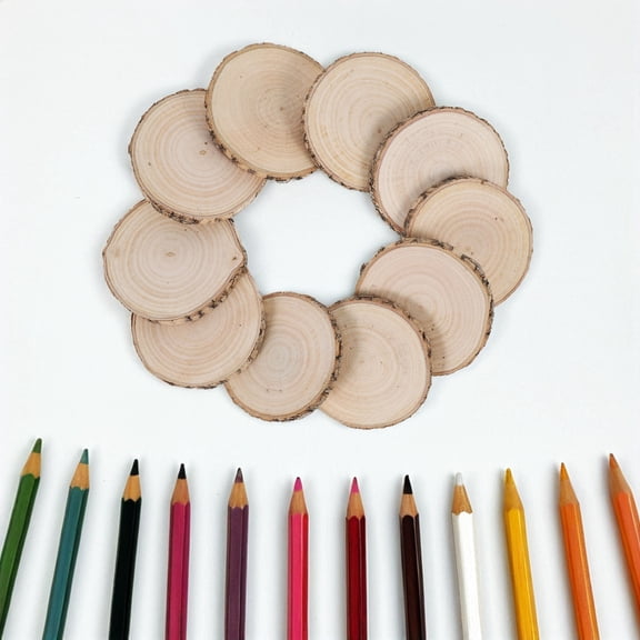 DRAFIDEEP 10pcs Natural White Wood Log Slices for Crafts, Painting , Rustic Texture, Perfect for Home Decor Projects
