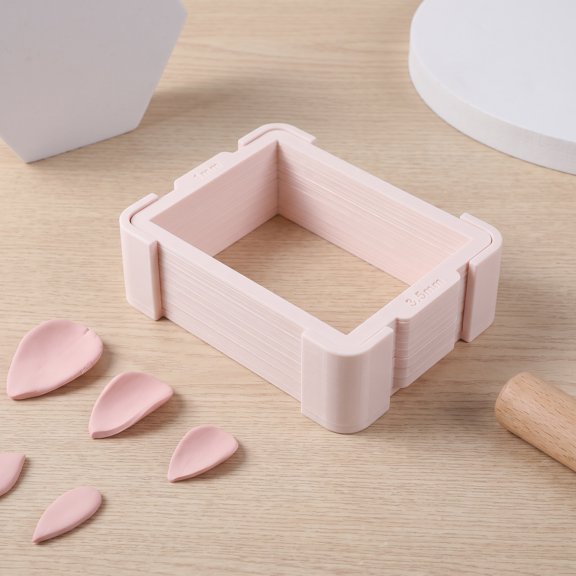 DRAFIDEEP 11Pc Polymer Clay Rolling Frame Apricot Color for Universal Use in DIY Clay Modeling and Conditioning