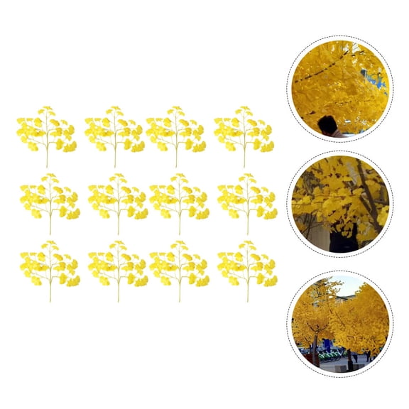 DRAFIDEEP 12Pcs Artificial Evergreen Branches Yellow Cloth Plastic Iron Branch Shape For Homeowners Event Planners