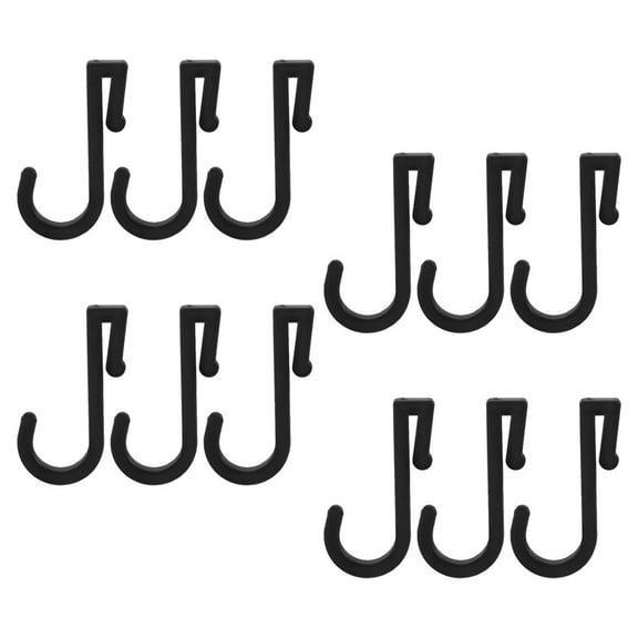 DRAFIDEEP 12Pcs Black Cabinet Hooks for Hanging Clothes and Towels Plastic J Hooks with Simple Design